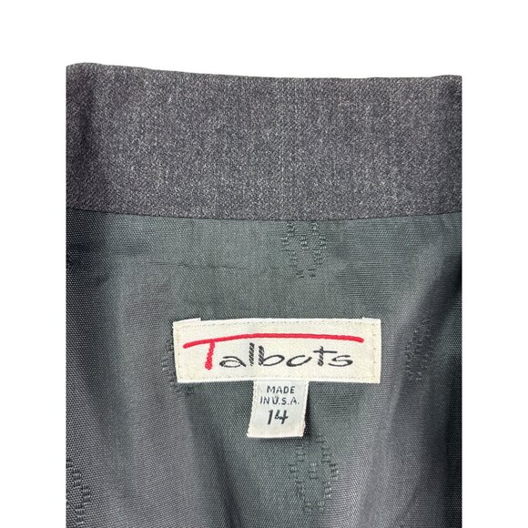 Vintage Talbots Womens Wool Blazer Size 14 Gray Single Button Jacket Made In USA - Picture 3 of 4